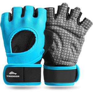 Trideer Weight Lifting Gloves for Women Men with Wrist Support, Workout Gloves Women Full Palm Protection for Gym Training, Fitness, Weightlifting & Pull Ups (Small, Lake Blue)