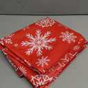 Rectangle Waterproof Vinyl Table Cloth, Wipeable Tablecloth with Flannel Backing, Plastic Table Cover for Dinner, Christmas Party (Red Snowflake, 54x34inch)