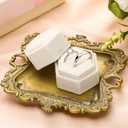 FoldTier 2 Pcs Wedding Vintage Trinket Tray with Velvet Jewelry Ring Box Gold Flat Lay Tray for Wedding Photographer Detail Props Ceremony Antique Decor