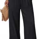 Sampeel Wide Leg Pants Woman High Waist Trousers with Pockets Casual Lounge (Black, S)