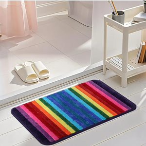 Bath Rugs for Bathroom Rainbow Bathroom Rugs Colorful Microfiber Plush Bath Mat Soft and Absorbent Bath Carpet Non-Slip Backing 20"x32"