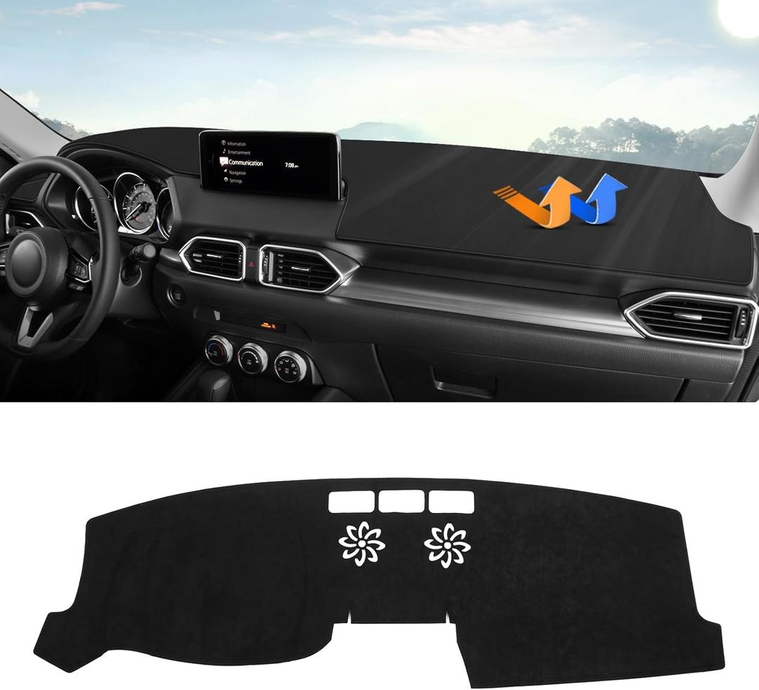 Cartist Dashboard Cover Mat for 2017-2022 2023 2024 2025 Mazda CX-5 CX5 Accessories Dash Cover Suede Dash Mat Sunshade Glare UV Rays Protector (Without Hud)