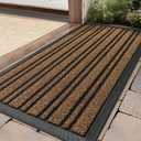 Door Mat Outdoor Entrance, 36x17 Inches, Extra Durable Front Door Mat Outside, Heavy Duty Welcome Mat for Outside Entry, Back Door Mats Non Slip, Waterproof All-Season Doormats, Beige Brown