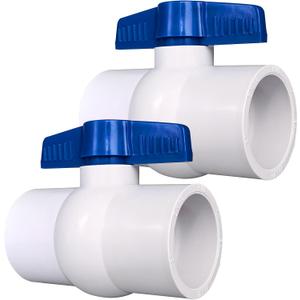2 Pcs 2" PVC Ball Valve, Shut Off Valve Slip for Water Pipe, Swimming Pool, Plumbing & Irrigation System, Shut-Off Ball Valve Socket with Easy Turn T-Handle Schedule SCH 40 (Blue)