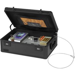 Vaultz Locking Storage Chest with Dual Combination Lock-Small Lock Box for Laptops, Tablets & Valuables, Lockable Storage Box with Code, Keyless Lockbox for Dorm, Home & Travel 19.25 x 6.5 x 13.5"