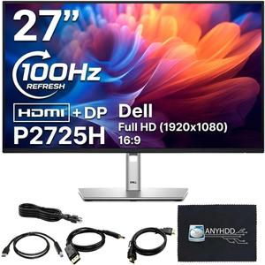 ANYHDD Dell P2725H 27" Full HD 1920 x 1080 Monitor, Computer Monitor Screen Bundle with Power Cable USB 3.0 Upstream Cable DisplayPort + HDMI Cables + Cloth