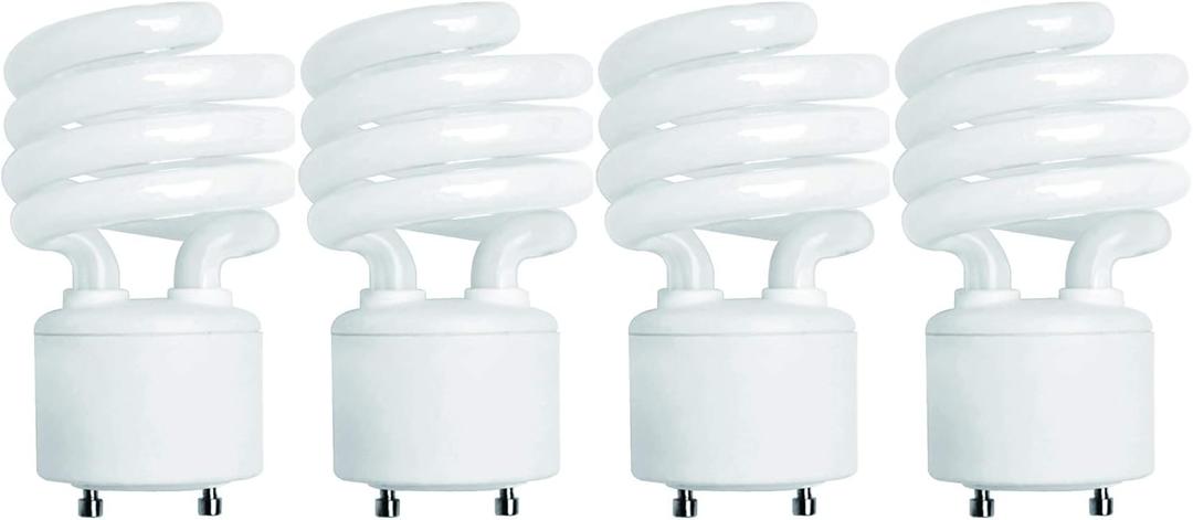 KOR Pack of 4  13 Watt Mini Spiral  GU24 Twist and Lock Base. Self-Ballasted CFL, 2pin Fluorescent Bulb, Neutral White 3500K (60 Watt Equivalent) (4 Count (Pack of 1))