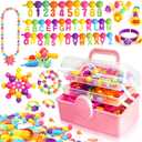 FUNZBO 850pcs Pop Beads - Jewelry Making Kit for 3 4 5 6 7 8 Year Old Little Girls, Arts and Crafts Toys for Kids, Necklace Bracelet Ring Hairband Creativity Snap Set, Birthday Gifts for Kids (X-Large)