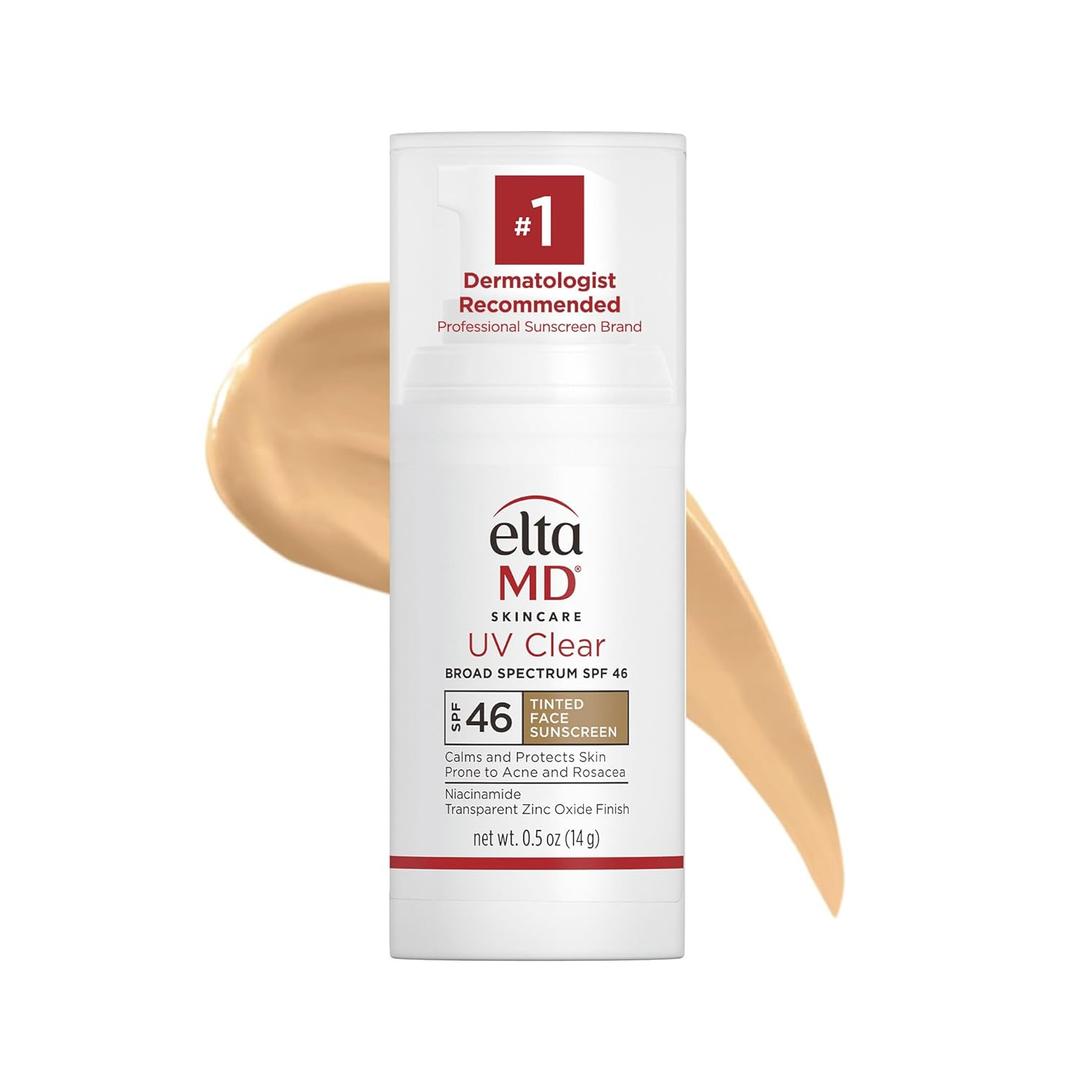 EltaMD UV Clear Face Sunscreen SPF 46, Oil-Free Sunscreen with Zinc Oxide, Dermatologist Recommended, Tinted (0.5 oz)