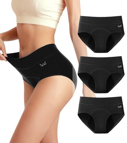 Saliryj Women's Period Underwear Heavy Flow, High Absorbency Cotton Panties LeakProof Postpartum Menstrual Briefs Women Teens L