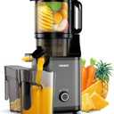 Cold Press Juicer, BPA Free, 5.7" Extra Large Feed Chute, Dual Auger Slow Masticating Juicer for High Juice Yield, Self Feeding Machine for Whole Fruits & Vegetables, Easy to Clean
