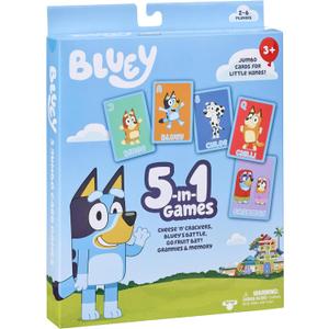 Bluey 5-in-1 Card Game Set, Jumbo-Sized 53-Deck Toddler Game, Multi-Color Interactive Play Card Games for Kids of Ages 3+