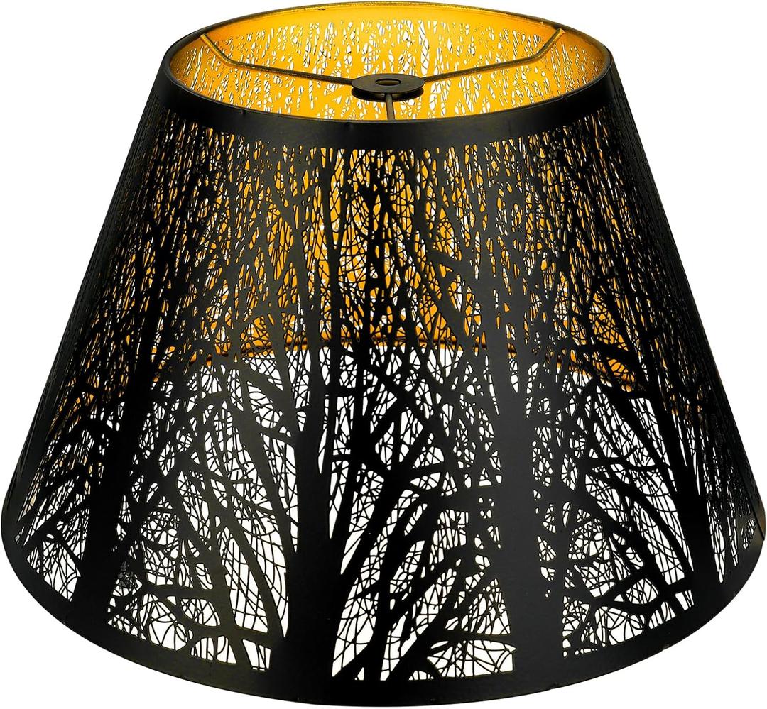 Medium Lamp Shade, ALUCSET Barrel Metal Lampshade with Pattern of Trees Lampshade for Table Lamp, 7x13x7.8 inch, Metal Lampshades, Spider