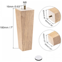 uxcell Furniture Legs, 7 Inch(180mm) Set of 2 Square Solid Wood Couch Legs Feet Chair Table Feet Sofa Support Replacement Parts, Light Brown