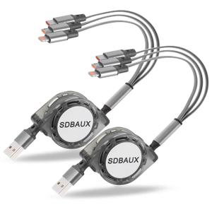 SDBAUX Multi Charging Cable,Retractable USB to 3 in 1 Mini/Type-C/Micro Port Fast Charger Cord for iPhone 17 16 15 14 13 12 Pro Max,Galaxy S23/S22/S20,Cell Phones Tablets Universal Use (2Pack-3.3ft)