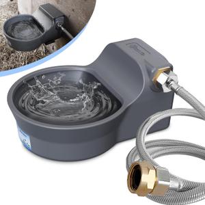 Automatic Dog Water Dispenser with Antitip Bracket, 68 oz Outdoor Dog Water Bowl Dispenser, Auto Refill Water Feeder for Pets & Livestock, Food Grade Waterer Fit 3/4" GHT Faucet, Wide Mouth