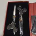 Professional Barber Hair Scissors Thinning Shears Kit - 6.8" HIGH-END Extremely Sharp Haircut Scissors Hairdressing Texturizing Hair Cutting Shears Set 440C Stainless Steel for Salon Home Stylists (Silver)