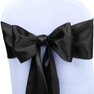 Babenest Satin Chair Sashes Ties Upgraded 50 pcs Chair Ribbons Bows for Wedding Banquet Party Christmas Baby Shower Events Decoration (Black)
