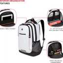 SWISSGEAR Cecil 18-Inch Laptop Backpack Fits 16-Inch Laptop, Travel Daypack with Organizer Pockets, Water Bottle Holders & Padded Straps White