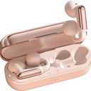 Clip On Earbuds, Open Ear Clip Wireless Earbuds Bluetooth 5.4, Clear Voice Call, Sport Earphones with Charging Case, Built-in Mic, 35H Play Time OWS Open Ear Headphones for Fitness Running (Pink)