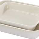 STAUB Ceramic Rectangular Baking Dish Set, 2 pc, Rustic Ivory