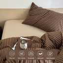 Duvet Cover Set Twin Size Brown Striped Bedding Set for Girls Boys,Modern Back to School Duvet Cover Kids with Zipper Closure and 1 Pillowcase