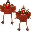 Ogrmar Set of 2 Adorable Plush Turkey Hat, Funny Turkey Headwear for Thanksgiving Night Event Dress-up Party Fall Harvest