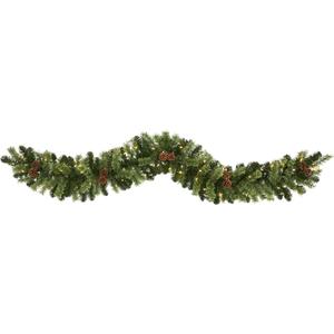 Nearly Natural 6ft. Christmas Artificial Garland with 50 Clear LED Lights and Pine Cones