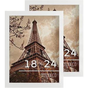 QDSSDECO 18x24 Poster Frame White Wood Frame with Plexiglass Horizontal and Vertical Formats Hanging on the Wall Display Picture, Set of 2