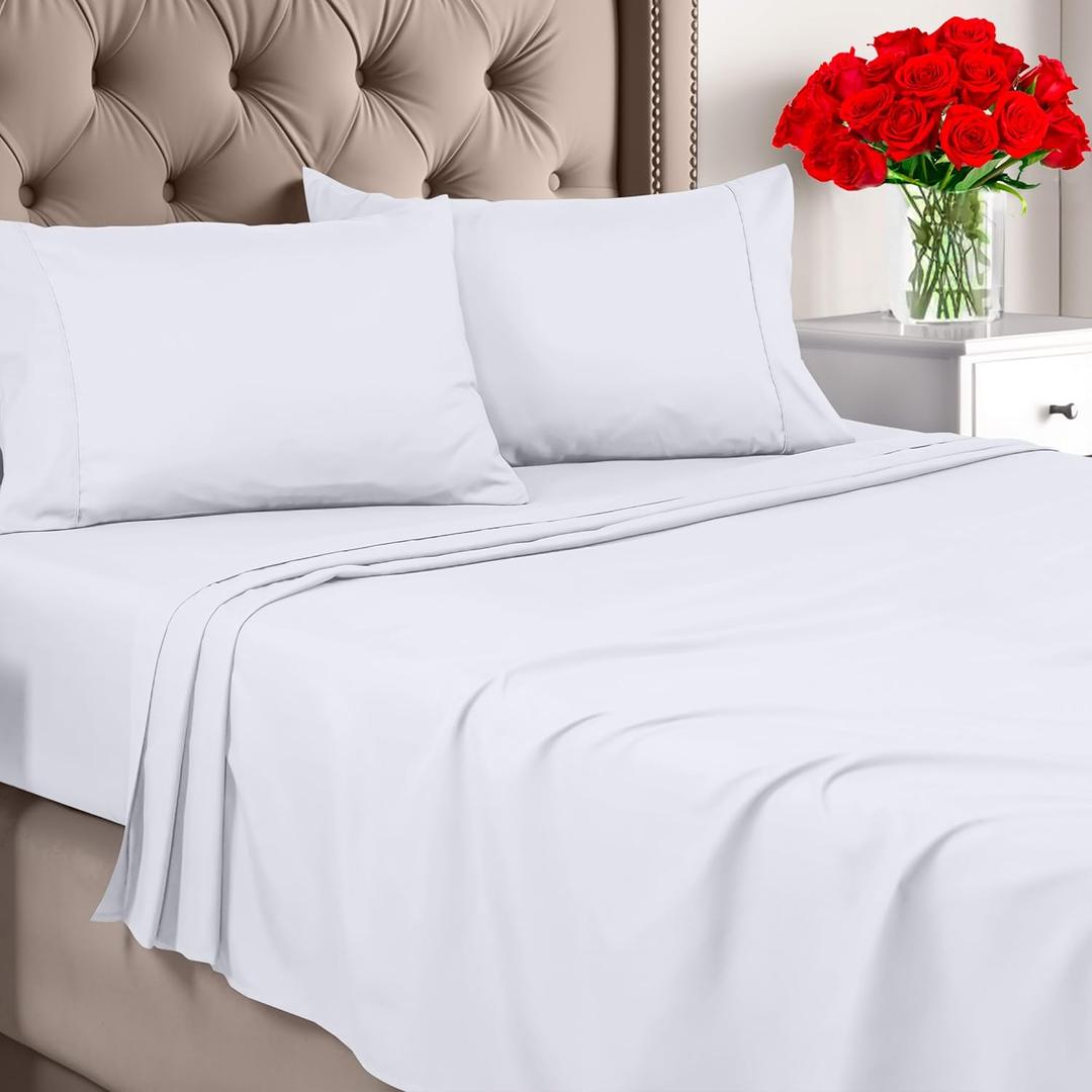 Utopia Bedding Full Sheet Set - Brushed Microfiber - Soft Bed Sheets for Full Size Bed - Includes 1 Fitted, 1 Flat, & 2 Pillow Cases - Deep Pocket (White)