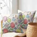 Kawani Happy Easter Pillow Covers 18x18 Inch Colorful Easter Egg Floral Print Outdoor Throw Pillow Covers Set of 2 Rustic Holiday Pillowcases Square Cushion Covers for Couch Home Decor