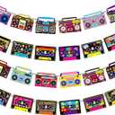 Cassette Tape Party Banners Boom Box Party Decorations 4PCS Radio Boombox Cutout Banners 1980s Cassette Tape Party Decorations for 80's 90's Hip Hop Music Birthday Party Supplies