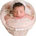Newborn Photography Bonnet Props Baby Photo Posing Hat for Girls Photoshoots (White B)