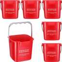 Roshtia 6 Pcs 3 Quart Cleaning Bucket Small Sanitizing Square Bucket Detergent Pail for Home Commercial Restaurant Kitchen Office School (Red)