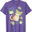 Kawaii Frog Cat in Frog Hat Retro 90s Cottagecore Aesthetic T-Shirt, Color, Extra Large 
