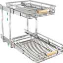 Pull out Cabinet Organizer, 2 Tiers 15"W X 21"D, Heavy Duty Smooth Sliding Under Cabinet Shelves for Pots and Pans, Full-Extension Roll out Drawers, Slide out Organization for Home Kitchen Pantry