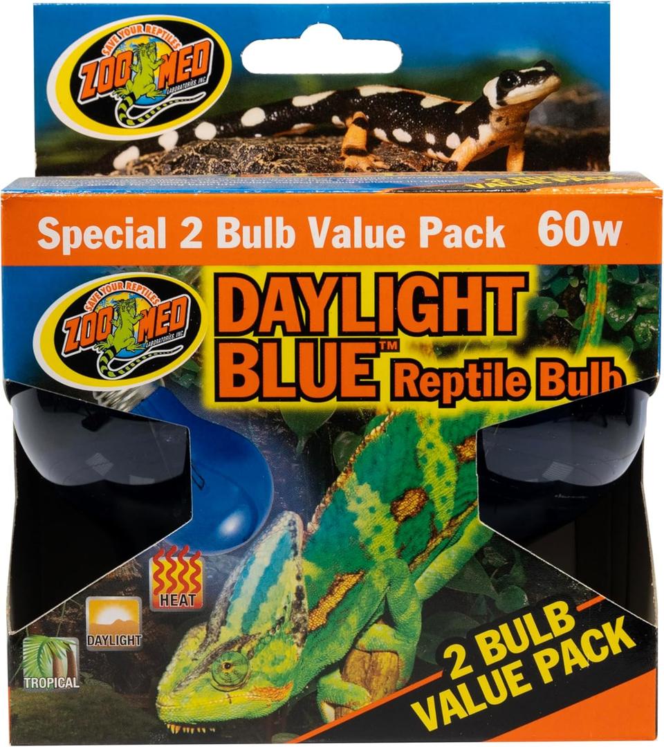 Zoo Med Daylight Blue Reptile Bulb - 60 Watt 2 Bulb Value Pack
