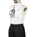 Women's Reze Costume, White Top, Black Pants Uniform, Halloween Full Set, Large