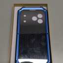 Heavy Duty Metal Phone Case for iPhone 17 Pro Max Aluminum Silicone Armor Full Body Tough Rugged Military Grade Cover with Camera Control Stand Dustproof Shockproof Outdoor Blue