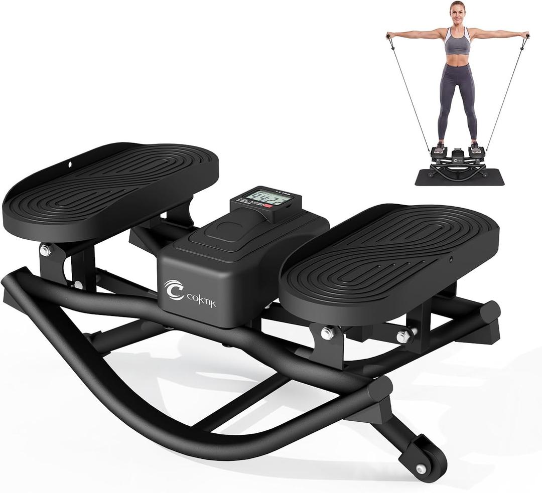COKTIK Rock Stepper, Side Steppers for Exercise at Home | 350 LBS Weight Capacity, Noise-Reducing & Portable Rocker Exercise Equipment with Resistance Bands & Non-Slip Mat