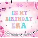 MEHOFOND Girls Birthday Party in My Birthday Era Backdrop Pink Glitter Disco Bachelorette Decorations Birthday Banner Photo Booth Props 7x5ft
