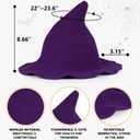 Halloween Witch Hat for Women - Adults Black Witch Hats Costume Accessory for Party Cosplay, Modern Wool Witches Cap (Purple)