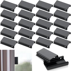 Yaocom 40 Pcs Window Screen Pull Tabs Window Screen Spline Channel Pull Lift Tabs Aluminum Replacement Parts for Anti UV Don't Broken C Shape Frame Center Brace Privacy Mounting (Black)