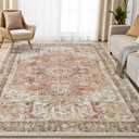 Area Rugs for Living Room Bedroom, Machine Washable 6x9 Vintage Rug, Soft Plush Bedside Floor Carpet for Farmhouse Nursery Kitchen Laundry Home Decor, Gold