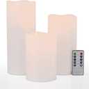 6" 8" 10" x 4" White Large Waterproof Outdoor Flameless Candles Battery Operated LED Flickering Pillar Candles with Remote and Timer for Indoor Outdoor Lanterns, Long Lasting, Set of 3