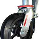 Scaffold Caster 8" x 2" Black Rubber Cast Iron Wheels w/Locking Brakes 1-3/8" Stem 500 lbs. Capacity (Pack of 3)