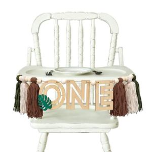 VANGNING Wild One High Chair Banner - Jungle Safari Birthday HighChair Yarn Tassel, Cake Smash Backdrop, Tropical First Birthday Wood Banner