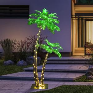 Lighted Palm Tree 6FT 4FT Artificial Palm Tree Decor for Outdoor 184 LED Light up Fake Tree for Indoor Outdoor Patio Hawaiian Tiki Bar Decoration