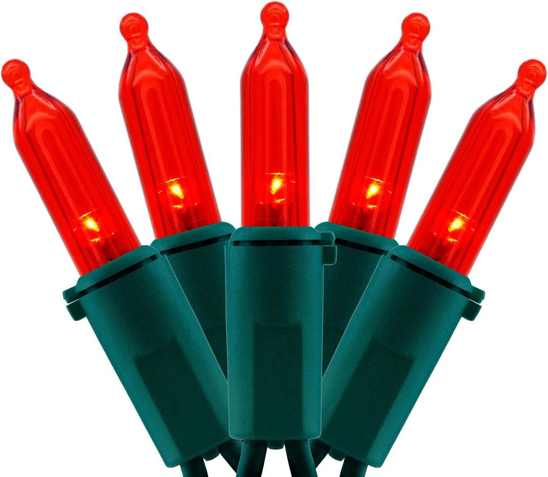 YULETIME 200 Count Red LED Christmas Lights, 66 Feet Green Wire UL Certified Commercial Grade Holiday String Light Set (Red)