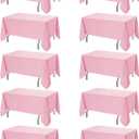 10-Pack Pink Tablecloths for Rectangle Tables, 60 x 120 Inches, Stain-Resistant Polyester Fabric for 6 Foot Tables - Washable Table Covers for Weddings, Banquets, Birthday Parties, Events